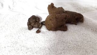 Morning shit bent over