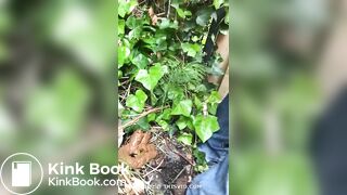 Dropping a big pile in her neighbour's garden.