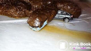 Hot bitch playing with shit and toy cars