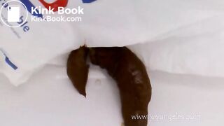 Woman pooping into tab