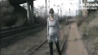 Shit and piss near the railroad