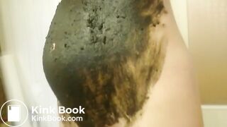 Blonde milf smears poop on entire body