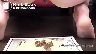 lovely tight ass girl shitting on plate