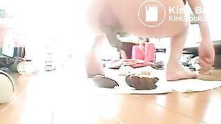 Asian pooping on the floor