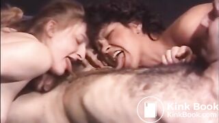 Vintage video of two babes licking shit