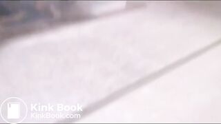 Nice woman pooping into container