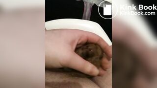 shy teen rubs shit