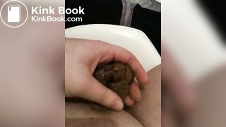 shy teen rubs shit
