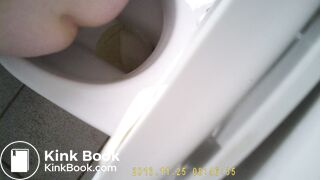 girl pops nice turd on toilet