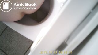 girl pops nice turd on toilet