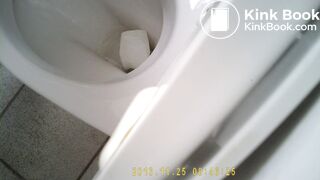girl pops nice turd on toilet