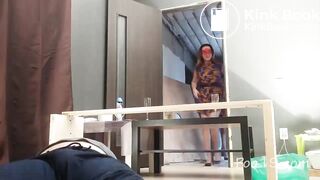 Three mistress shitting on their slaves mouth in morning