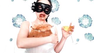 sexy girl with a mask shitting and prolapse