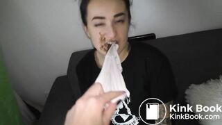 Licking shitty panties