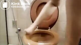 Girl Squatting Over Toilet Shitting