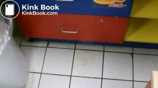 Naughty girl poops on public baby changing table