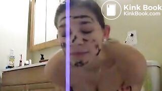 Beautiful Girl Wipes Shit On Face and Tastes It