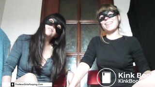 Two girls poop on a slave