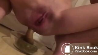 Milf pushing out a big turd in a bowl for us