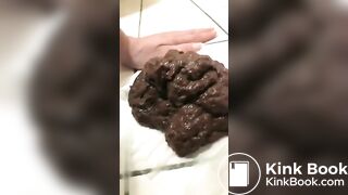Huge poop on the bathroom floor