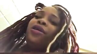 Black girl poops in public toilet - video 3