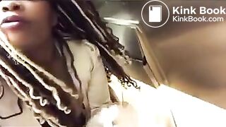 Black girl poops in public toilet - video 3