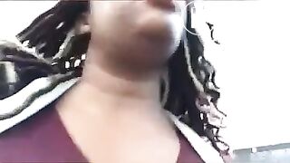 Black girl poops in public toilet - video 3