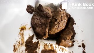 Blonde girl shit and chokes toilet.