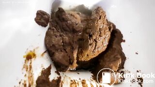 Blonde girl shit and chokes toilet.