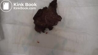 cute girl pooping in doggie position