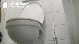 Girl diarrhea on floor of gas station toilet