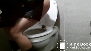 Girl smearing scat on airport toilet seat