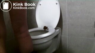 Girl smearing scat on airport toilet seat