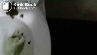 Girl smearing scat on airport toilet seat