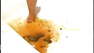 Hot Blond takes a hot shit.