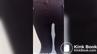 Asian amateur pooping her jeans