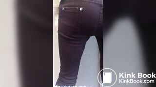 Asian amateur pooping her jeans