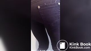 Asian amateur pooping her jeans