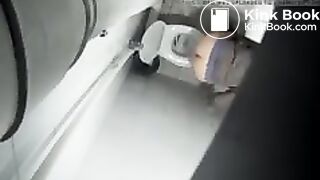 Overhead toilet voyeur