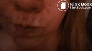 Girl chews on her own shit