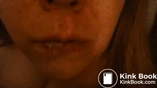 Girl chews on her own shit