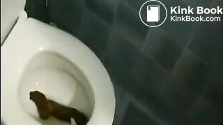 girl pooping on toilet