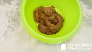 hot girl smears shit on body and hair