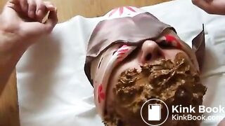 Lady drops a shit on her slave mouth