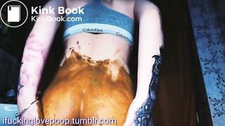 Sexy playing in poop