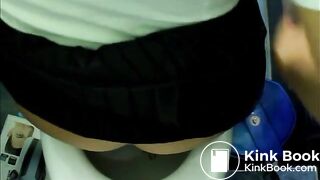 Girl straining pooping