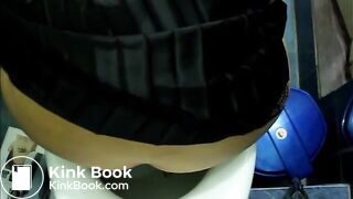 Girl straining pooping