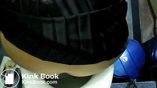 Girl straining pooping