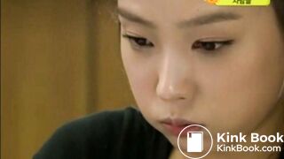 korean girl is holding up diarrhea in test stie