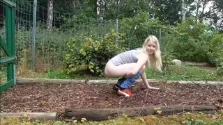 Beautiful blonde Swedish girl peeing and shitting